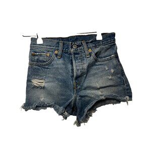 Levi’s Women’s Blue Distressed High Rise Denim Shorts Size 24